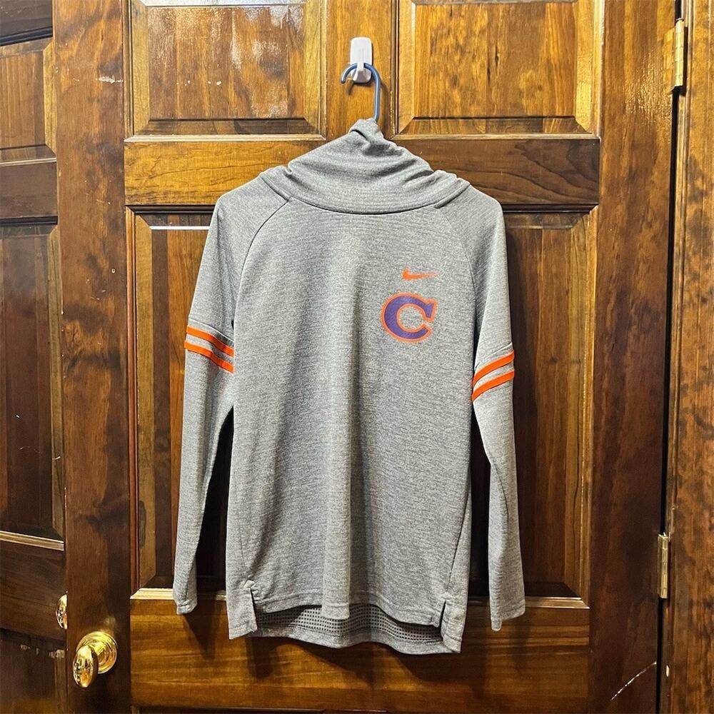 Nike Clemson Tigers Womens Pullover Sweatshirt Heather Gray Striped Size S